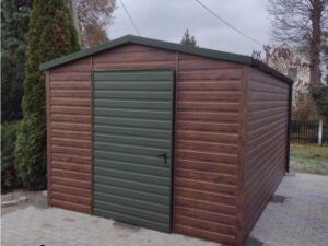 Blechgarage Gartenhaus Geräteschuppen Holzoptik grün