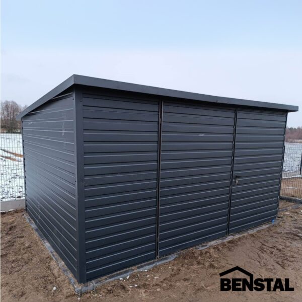 Blechgarage Gerätehaus nach hinten abgeschrägt Anthrazit Graphit Doppeltüren