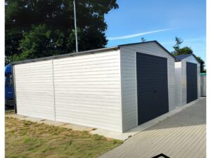 Blechgaragen-Holzaehnliche-Blechgaragen-Schwingtor-Haustuer-Gartenhaus-Werkzeugkasten-Blech