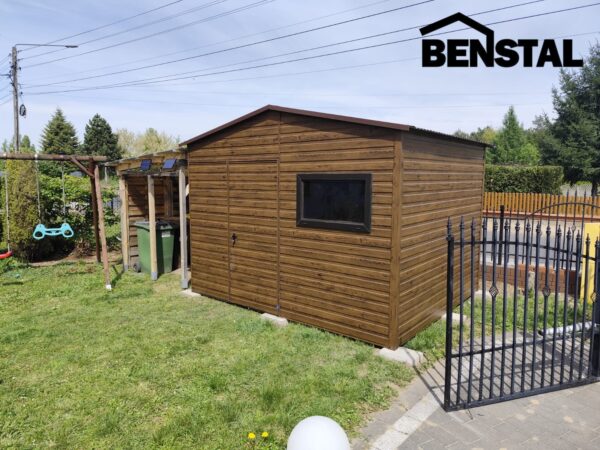 Blechgarage Gartenhaus Geräteschuppen Holzähnlich Walnuss 3x2 Giebel