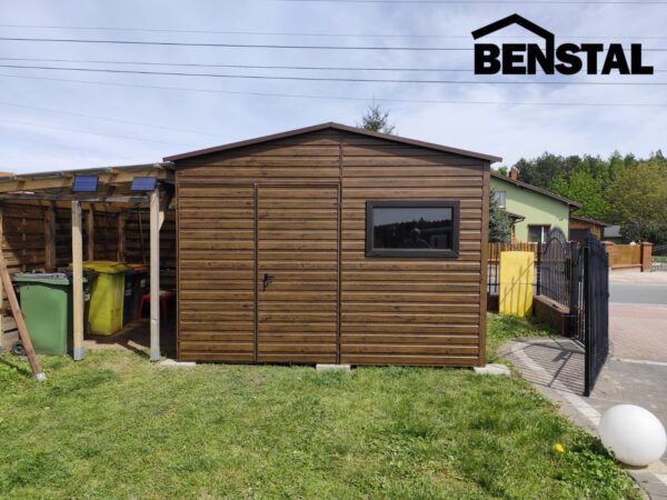 Blechgarage Gartenhaus Geräteschuppen Holzähnlich Walnuss 3x2 Giebel